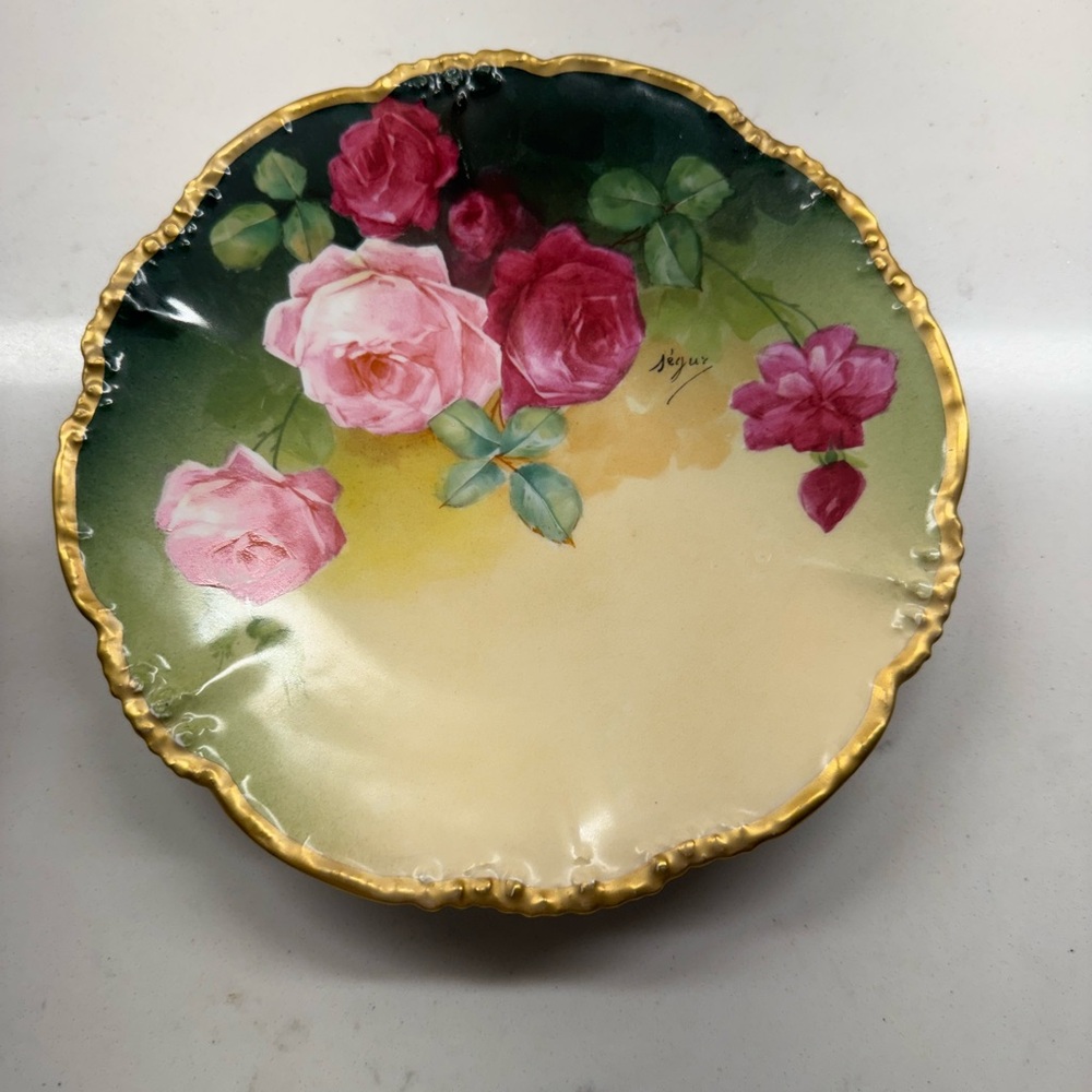 OUTSTANDING JPL LIMOGES handsigned Antique Vintage Plate Artist
"Segur"